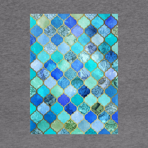 Cool Jade & Icy Mint Decorative Moroccan Tile Pattern by micklyn